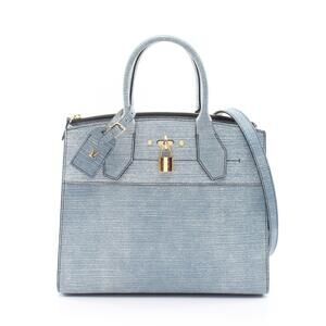 Louis Vuitton City Steamer Handbag Leather Blue